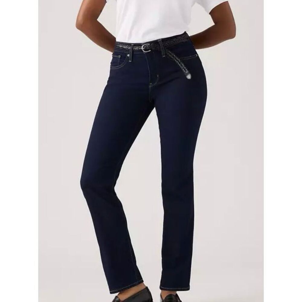 Levi’s 314 Shaping Straight mid rise dark wash jeans - 33